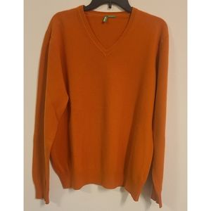 BENETTON  V-NECK SWEATER IN COTTON BLEND